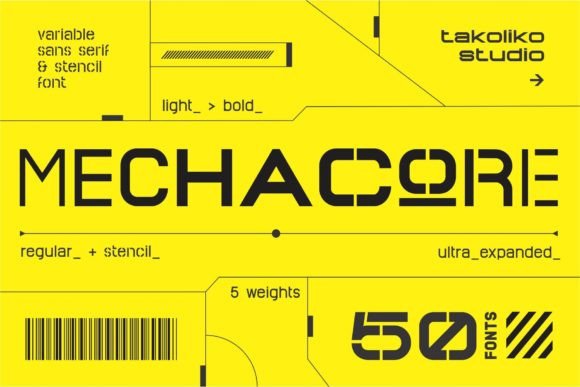 Mechacore: A Modern Sans Serif Display Typeface